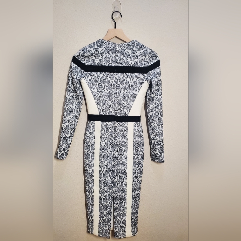 KLS Kimora Lee Simmons Prefall 2015 Elegant Black and White Silhouette Dress - Picture 3 of 6